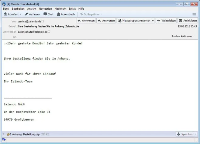 Bild: Viren-Warnung: Angebliche Zalando-Bestellung enthält Trojaner