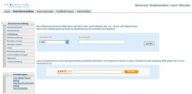 Bild: HRecruiting erweitert seine Bewerbermanagement Lösung durch die Integration der Personen-Suchmaschine Yasni