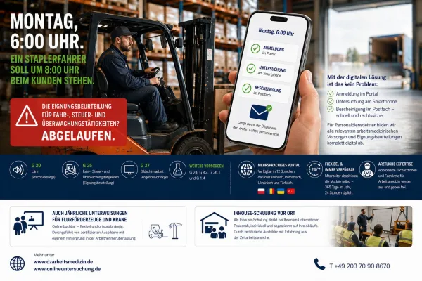 Bild: G 25, G 20, G 37 und Co.: Welche arbeitsmedizinischen Untersuchungen in der Logistik jetzt online laufen