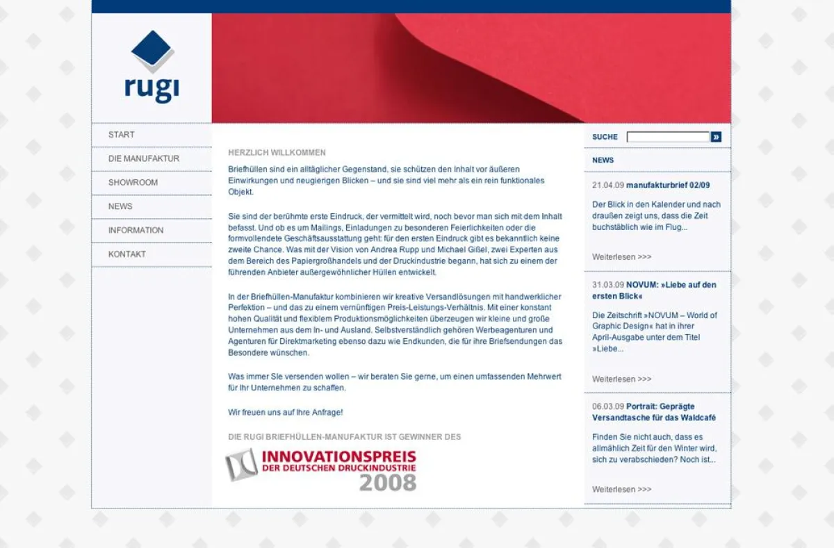 Der neue Webauftritt der rugi Briefhüllen-Manufaktur