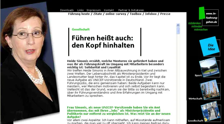 Bild: Heide Simonis erzählt auf in-fuehrung-gehen.de, was ihr im Umgang mit Mitarbeitern besonders wichtig ist