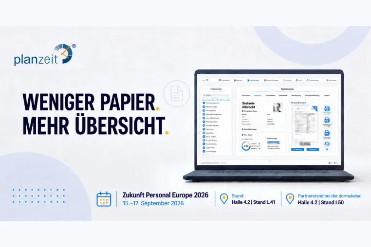 Bild: planzeit präsentiert Version 7 und neue HR-Lösungen auf der Zukunft Personal Europe 2026
