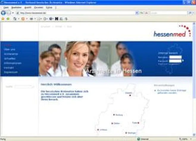 Bild: Verbandsportal Hessenmed e.V. der hessischen Ärztenetze mit SOLVA Content-Management-System online