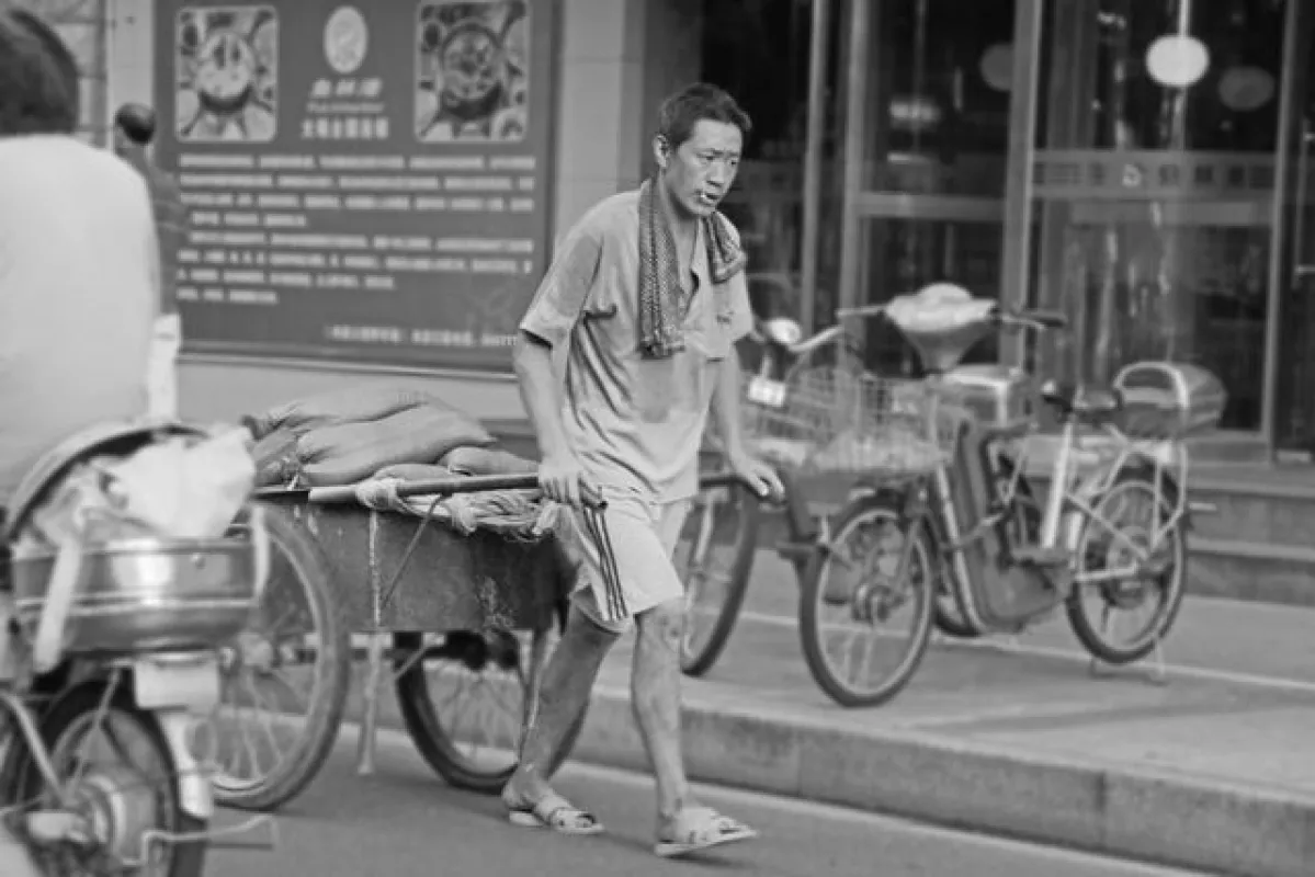 Working Man in the Streets of Shanghai from the Exhibition