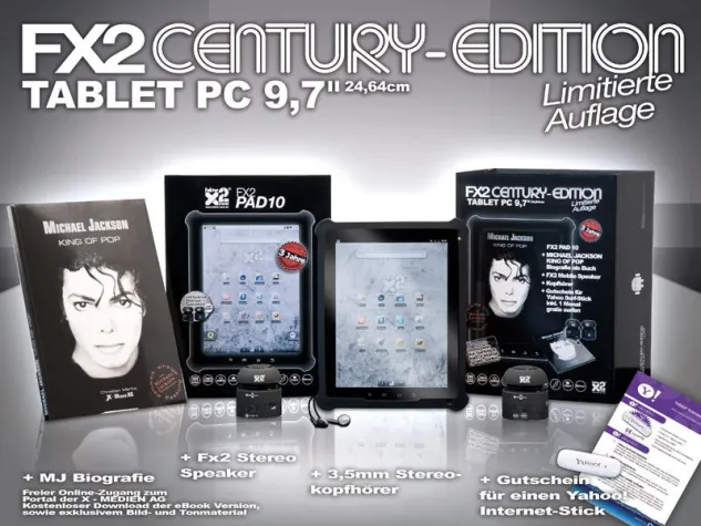 Neuer Tablet-PC von Faktor zwei mit exklusiver Michael Jackson Biografie Bild: Neuer Tablet-PC von Faktor zwei mit exklusiver Michael Jackson Biografie