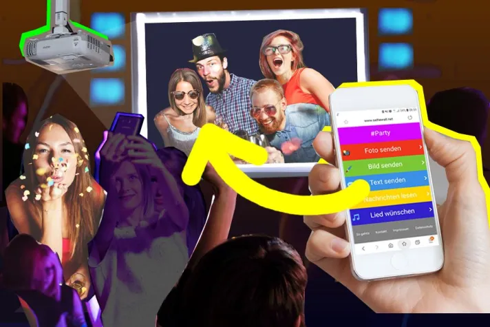 Bild: Mit der Selfiewall Partys und Events feiern – Musikwünsche vom eigenen Handy an den DJ senden