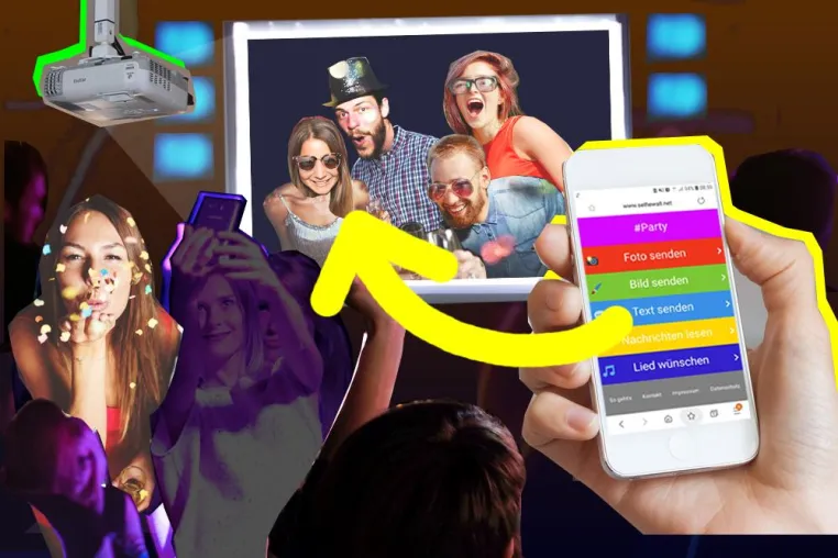 Bild: Mit der Selfiewall Partys und Events feiern – Musikwünsche vom eigenen Handy an den DJ senden