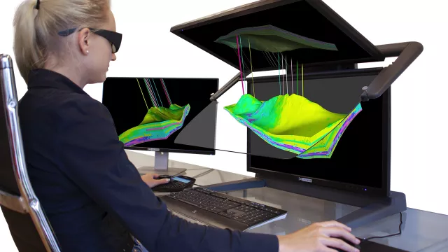 Bild: Die stereoskopische 3D-Visualisierung für die Öl- und Gasindustrie mit 3D PluraView