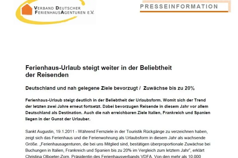Ferienhausverband warnt: Unseriöse Anbieter offerieren Ferienhaus-Urlaub per Mail und auf Anzeigen-Portalen Bild: Ferienhausverband warnt: Unseriöse Anbieter offerieren Ferienhaus-Urlaub per Mail und auf Anzeigen-Portalen