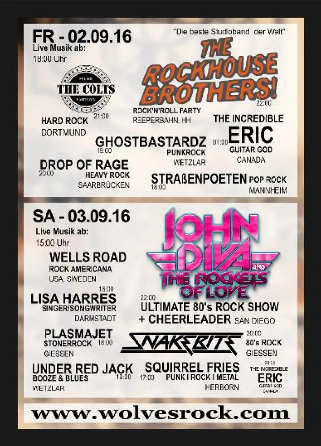 Wolvesrock-Festival 2016 - die Acts lassen es rocken!