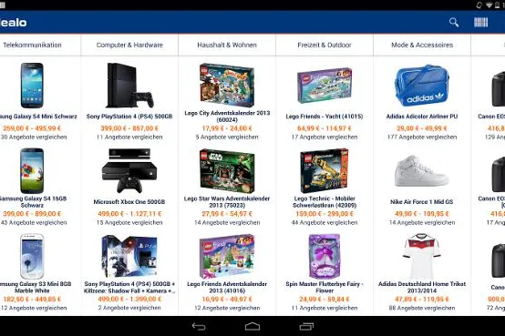 Bild: Die idealo Preisvergleichsapp - Jetzt auch für Android Tablets optimiert