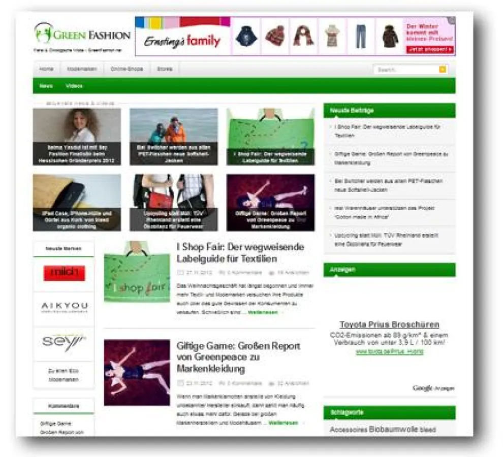 Green Fashion Webseite