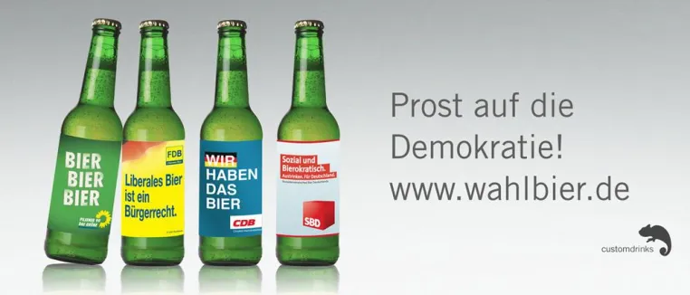customdrinks startet mit Wahlbier in den Wahlkampf Bild: customdrinks startet mit Wahlbier in den Wahlkampf
