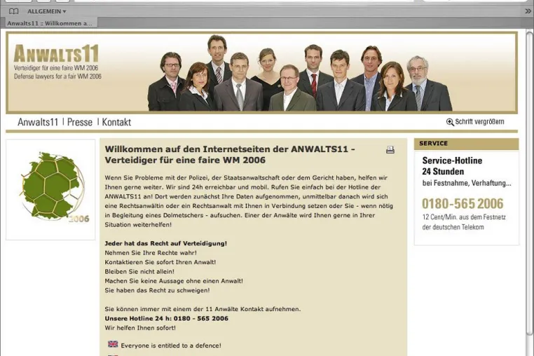 Bild: ANWALTS11 - Verteidiger für eine faire WM 2006