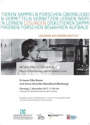 Lesung ehrt Nobelpreisträgerin Marie Sklodowska-Curie Bild: Lesung ehrt Nobelpreisträgerin Marie Sklodowska-Curie