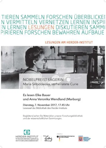 Bild: Lesung ehrt Nobelpreisträgerin Marie Sklodowska-Curie