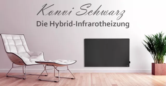 Bild: VASNER Hybrid Infrarotheizung mit Strahlungswärme und Konvektion – Jetzt auch in Schwarz!
