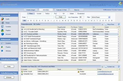 Bild: Sumerasoft kontaktmanager V2: Das CRM für die perfekte Kundenverwaltung