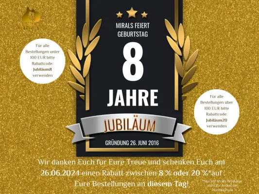 Die Luftleine GmbH mit Mirals Tiernahrung feiert 8 Jähriges Jubiläum Bild: Die Luftleine GmbH mit Mirals Tiernahrung feiert 8 Jähriges Jubiläum