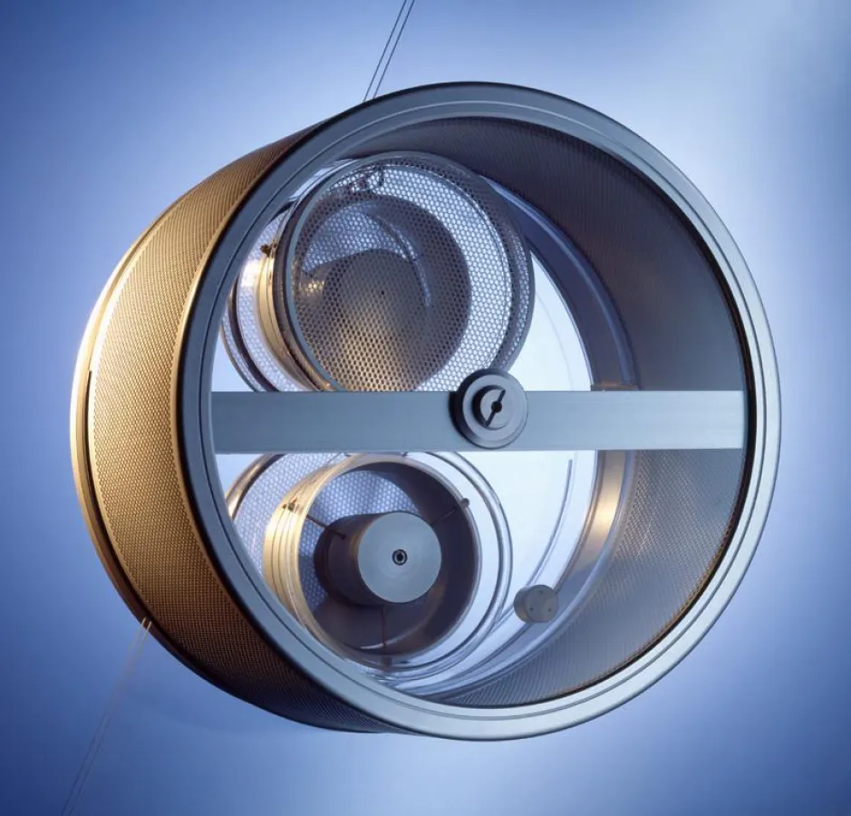 Ökolüfter mit Trommel aus rührreibgeschweißen Lochblechzylindern/ Ansicht vom Rauminneren aus