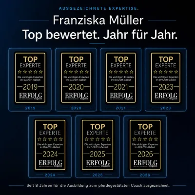 Bild: Franziska Müller - Seit 8 Jahren zur Top-Expertin für pferdegestütztes Coaching ausgezeichnet