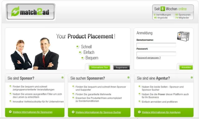 Bild: Neues Web 2.0 Business-Portal match2ad.com vernetzt Sponsoren, Sponsorsucher und Agenturen