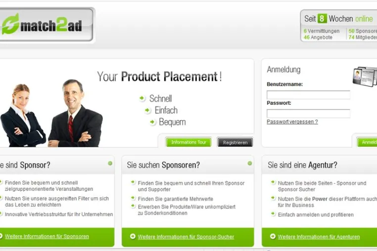 Bild: Neues Web 2.0 Business-Portal match2ad.com vernetzt Sponsoren, Sponsorsucher und Agenturen