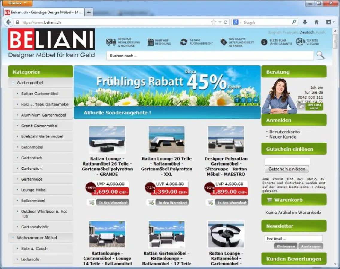 Beliani setzt auf Usability