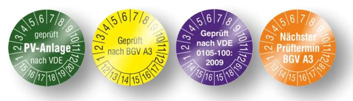 Prüfplaketten für Photovoltaikanlagen