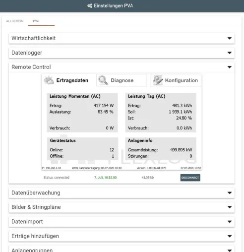 Direkter Zugriff auf den Datenlogger: PLEXLOG erweitert sein Monitoringportal für Solaranlagen Bild: Direkter Zugriff auf den Datenlogger: PLEXLOG erweitert sein Monitoringportal für Solaranlagen