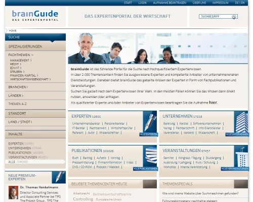 Bild: Relaunch Expertenportal brainGuide.de: neues Design – neue Technik
