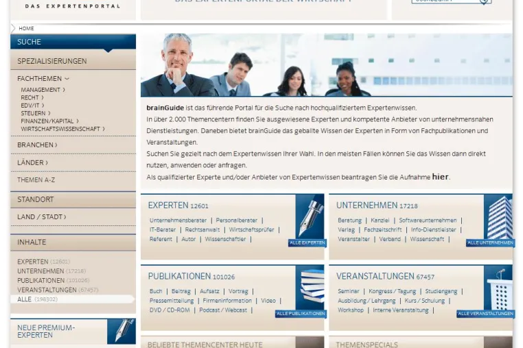 Bild: Relaunch Expertenportal brainGuide.de: neues Design – neue Technik