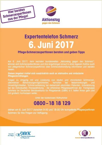 Am 6. Juni: Expertentelefon Schmerz Bild: Am 6. Juni: Expertentelefon Schmerz
