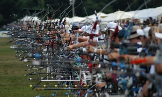 Bild: Bei der Bogen-WM in Leipzig voll ins Gelbe getroffen