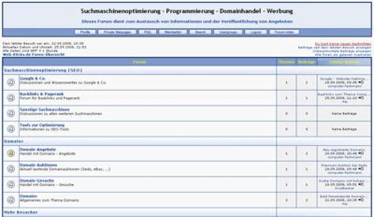 Übersichtliche Forumstruktur auf web-klicks.de