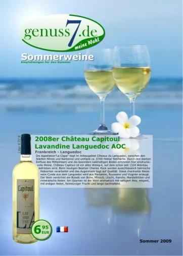 Neuer Themenkatalog „Sommerweine 2009“ von genuss7.de erschienen Bild: Neuer Themenkatalog „Sommerweine 2009“ von genuss7.de erschienen
