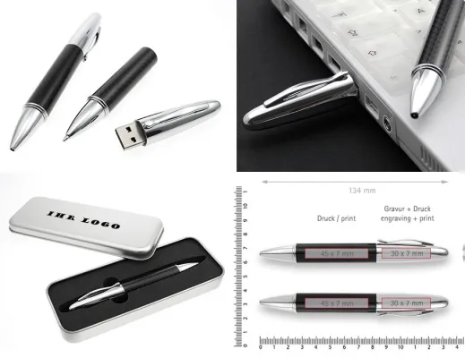 Bild: Hochwertiger USB-Kugelschreiber aus Carbon