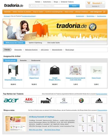 Bild: Das große Tradoria Einkaufszentrum im Internet erstrahlt in neuem Glanz