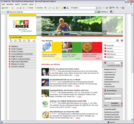 Stadt Rhede als \"Pionier\" des E-Government in der Studie \"Virtuelles Rathaus NRW 2006\" ausgezeichnet Bild: Stadt Rhede als \"Pionier\" des E-Government in der Studie \"Virtuelles Rathaus NRW 2006\" ausgezeichnet