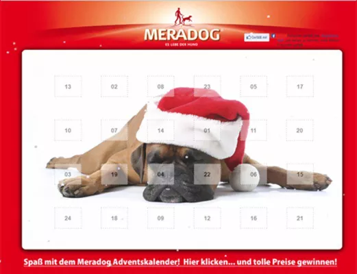 Bild: Im Meradog Adventskalender gibt es täglich unterhaltsame und wertvolle Überraschungen für alle Hundefreunde