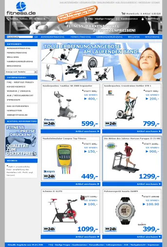 Bild: fitness.de Online-Shop startet mit tollen Eröffnungsangeboten
