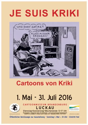Berliner Collagist Kriki im Luckauer Cartoonmuseum Bild: Berliner Collagist Kriki im Luckauer Cartoonmuseum