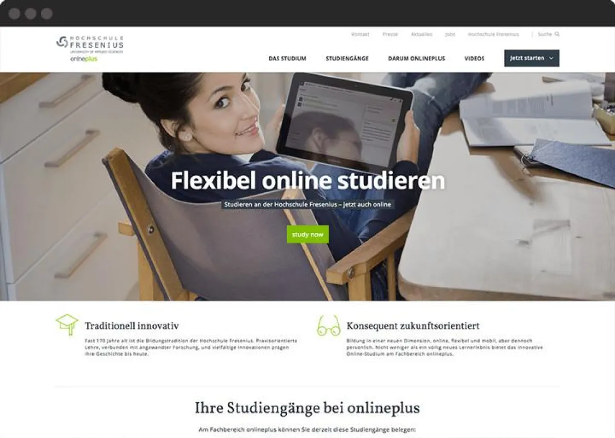 reality bytes entwickelt für die Kölner Hochschule Fresenius eine digitale Vermarktungsplattform