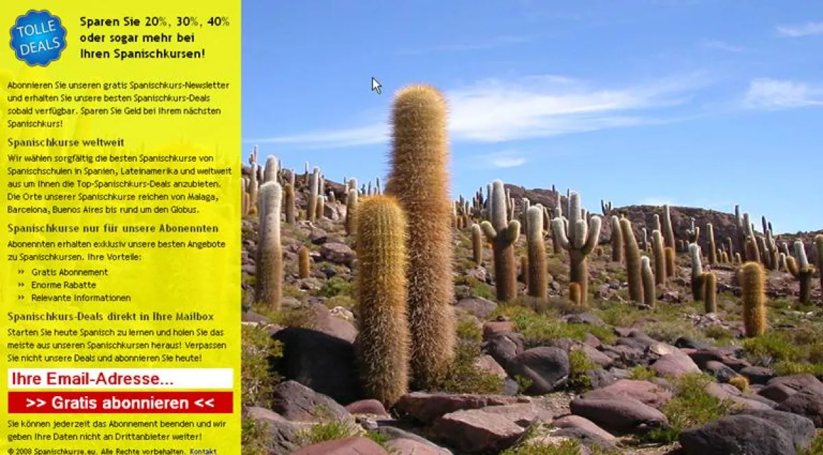 Screenshot der Spanischkurse.eu Website