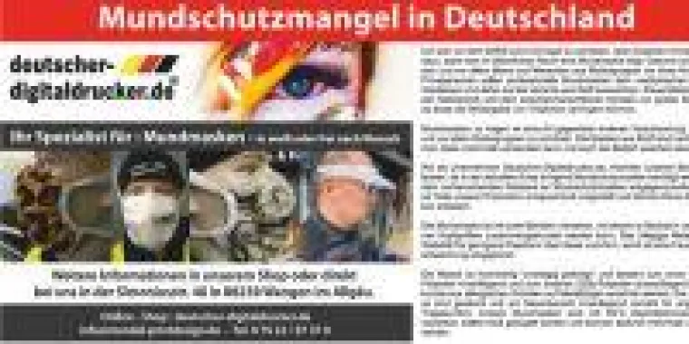 Mundschutzmangel in Deutschland Bild: Mundschutzmangel in Deutschland