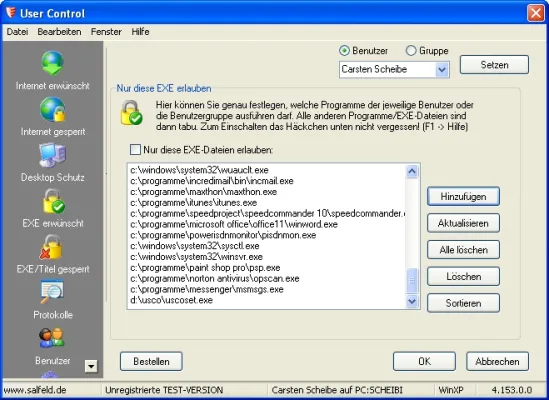 Bild: User Control 2005: Gezielte Internet- und Software-Sperre