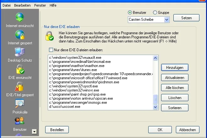 Bild: User Control 2005: Gezielte Internet- und Software-Sperre