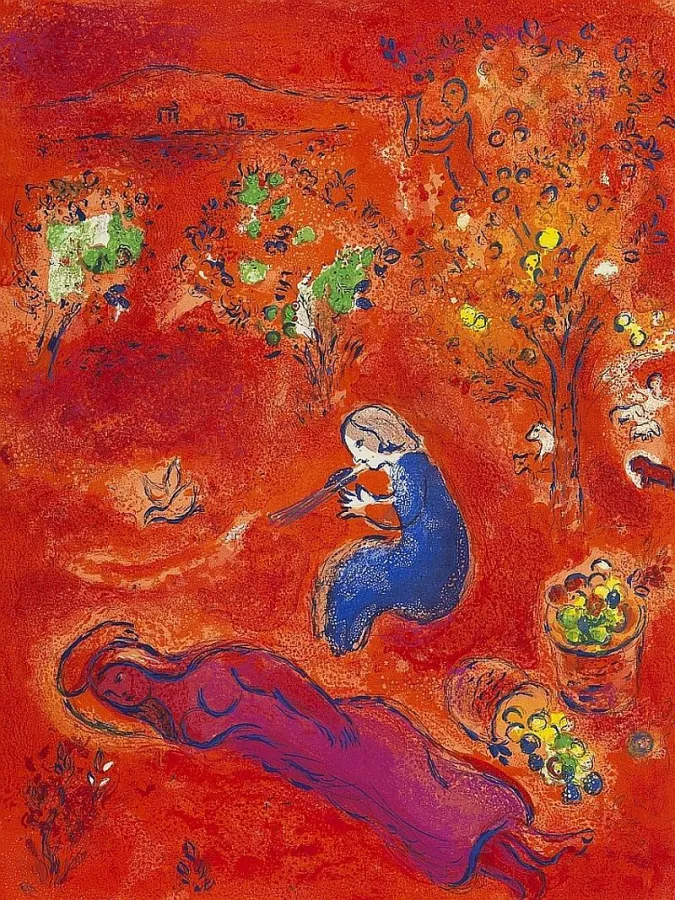 Marc Chagall, Daphnis & Chloé, Paris, Tériade 196. Schätzpreis:  € 100.000