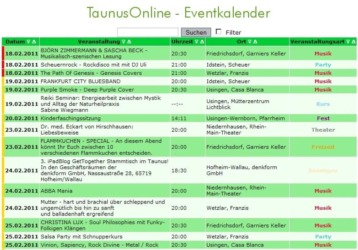 Veranstaltungskalender bei TaunusOnline.de