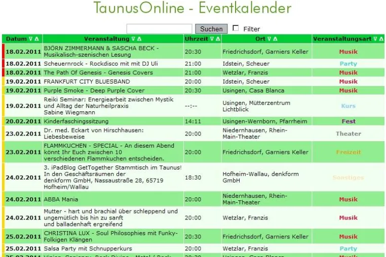 Neue Veranstaltungsübersicht für den Taunus Bild: Neue Veranstaltungsübersicht für den Taunus